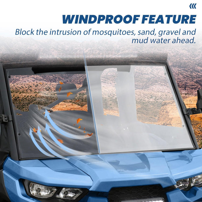 DURAFORCE Clear Front Full Windshield For 2016-2023 Can-Am Defender HD5 HD7 HD8 HD9 HD10