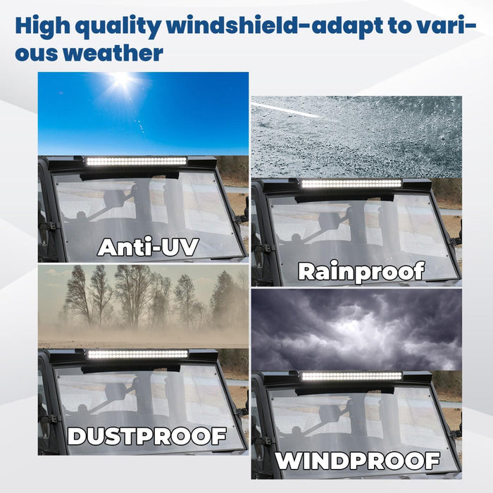 DURAFORCE Clear Front Full Windshield For 2016-2023 Can-Am Defender HD5 HD7 HD8 HD9 HD10