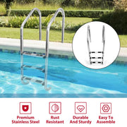 DURAFORCE 3 Non-Slip Step Ladder 304 Stainless Steel Ladder for Swimming Pool In-Ground
