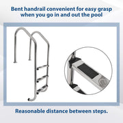 DURAFORCE 3 Non-Slip Step Ladder 304 Stainless Steel Ladder for Swimming Pool In-Ground