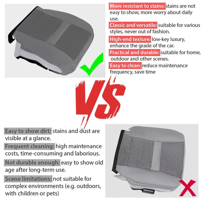 DURAFORCE For Dodge Ram 1500 06 07 08 09 10 Gray Front Driver Bottom Side Seat Cover Cloth