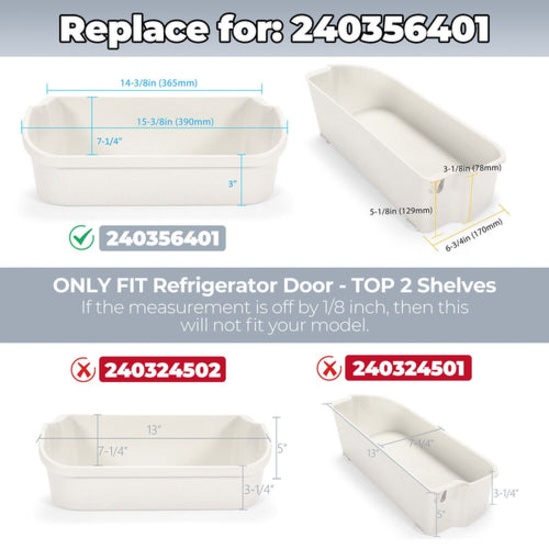 DURAFORCE (2 pack) White Gallon Door Bin For Frigidaire Refrigerator AP2116036 # 240356401