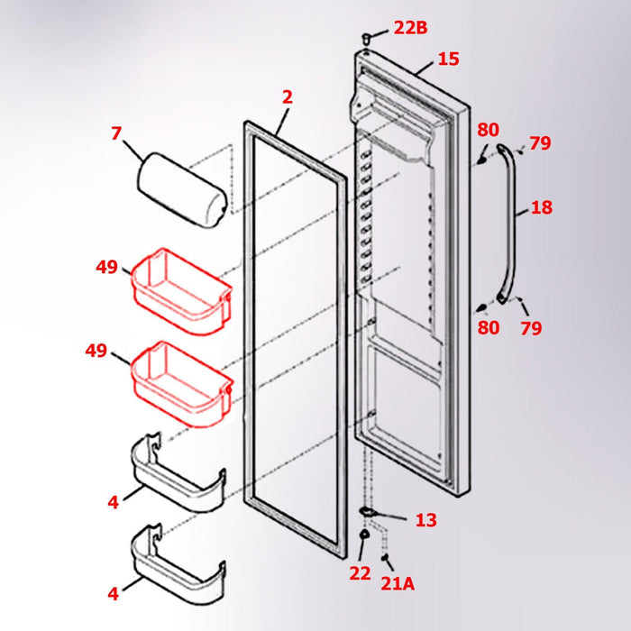 DURAFORCE (2 pack) White Gallon Door Bin For Frigidaire Refrigerator AP2116036 # 240356401