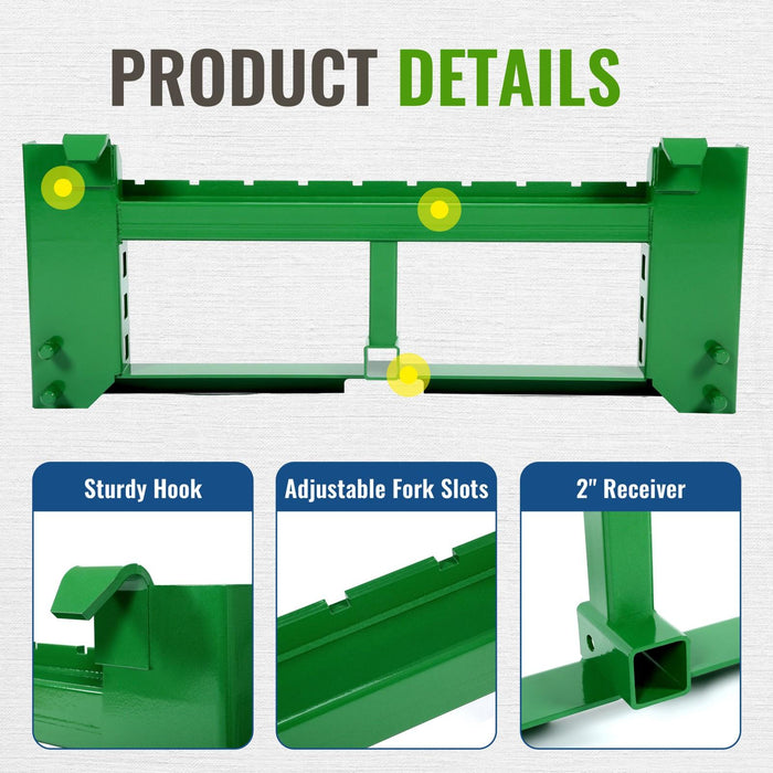 DURAFORCE Pallet Fork Frame Attachments 50" Fits John Deere 200 Skid Steer Loaders 4000lbs