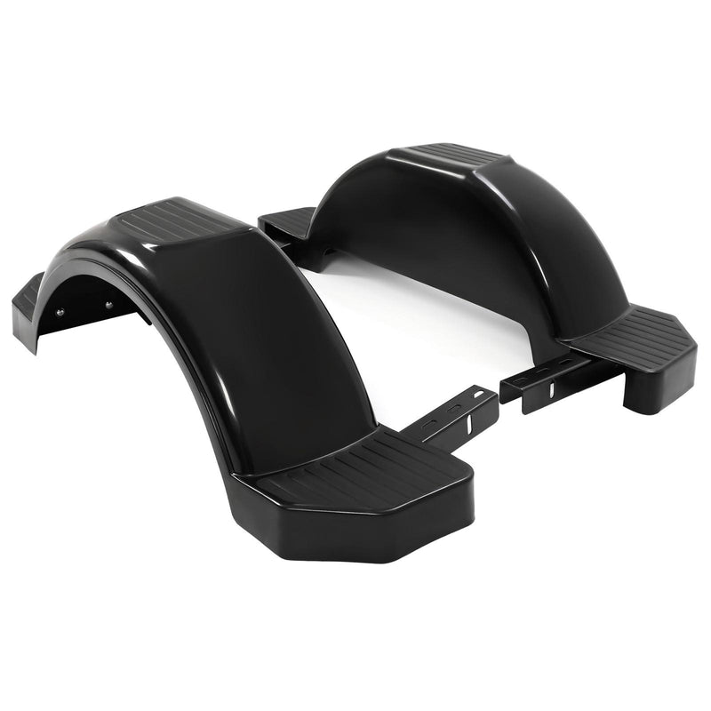 DURAFORCE Glossy Black 2 SINGLE AXLE TRAILER FENDERS FOR 13" WHEELS TIRES SKIRT BOAT PAIR