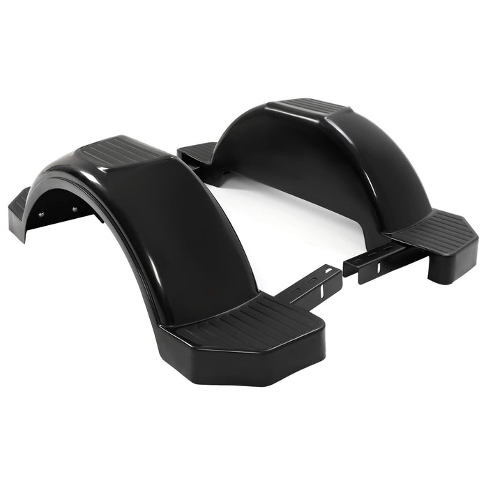 DURAFORCE Glossy Black 2 SINGLE AXLE TRAILER FENDERS FOR 13" WHEELS TIRES SKIRT BOAT PAIR