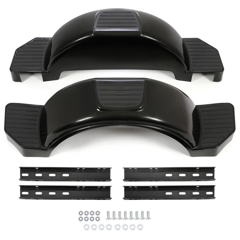 DURAFORCE Glossy Black 2 SINGLE AXLE TRAILER FENDERS FOR 13" WHEELS TIRES SKIRT BOAT PAIR