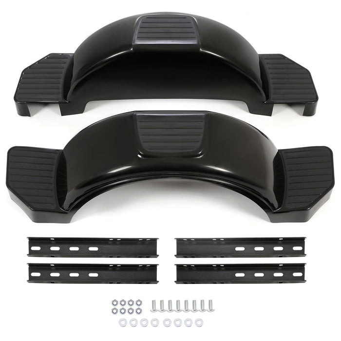 DURAFORCE Glossy Black 2 SINGLE AXLE TRAILER FENDERS FOR 13" WHEELS TIRES SKIRT BOAT PAIR