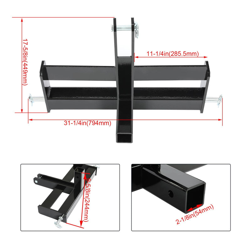 DURAFORCE 3 Point 2" Receiver Hitch Drawbar W/Suitcase Weight Bracket For CAT 1 Tractors