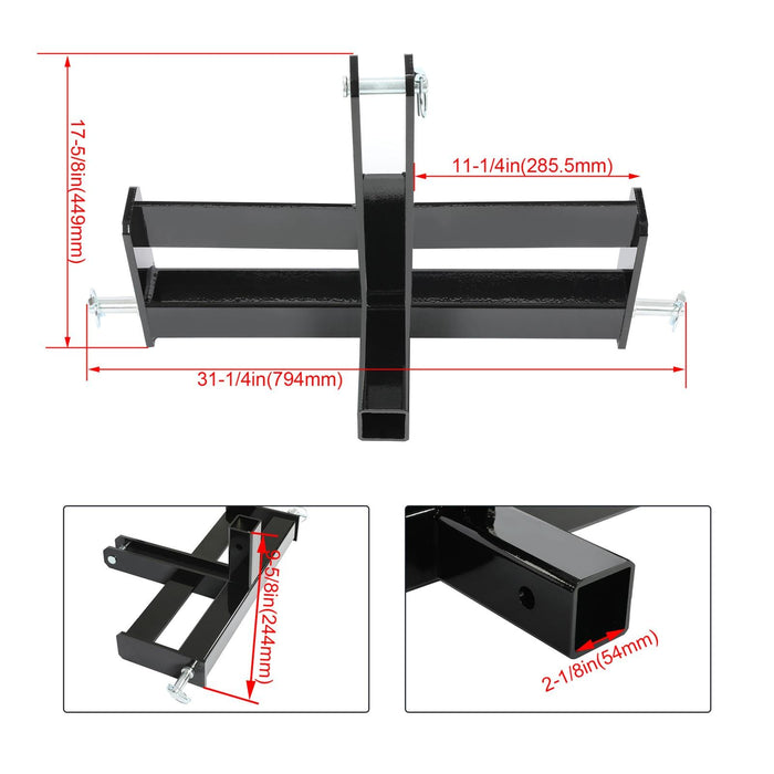 DURAFORCE 3 Point 2" Receiver Hitch Drawbar W/Suitcase Weight Bracket For CAT 1 Tractors