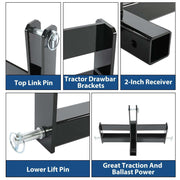 DURAFORCE 3 Point 2" Receiver Hitch Drawbar W/Suitcase Weight Bracket For CAT 1 Tractors