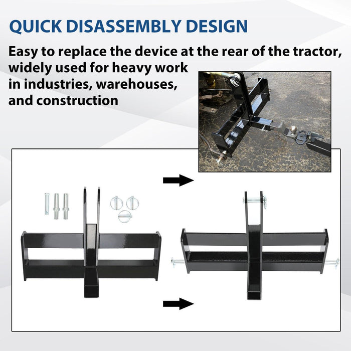 DURAFORCE 3 Point 2" Receiver Hitch Drawbar W/Suitcase Weight Bracket For CAT 1 Tractors