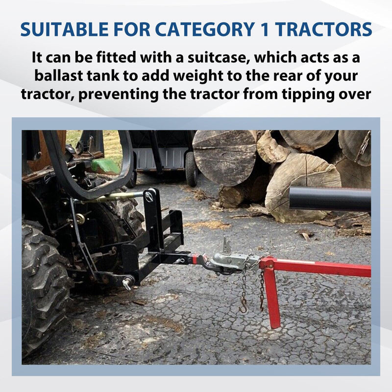 DURAFORCE 3 Point 2" Receiver Hitch Drawbar W/Suitcase Weight Bracket For CAT 1 Tractors