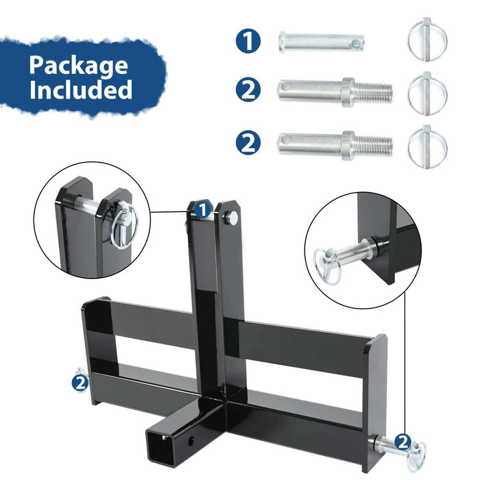 DURAFORCE 3 Point 2" Receiver Hitch Drawbar W/Suitcase Weight Bracket For CAT 1 Tractors