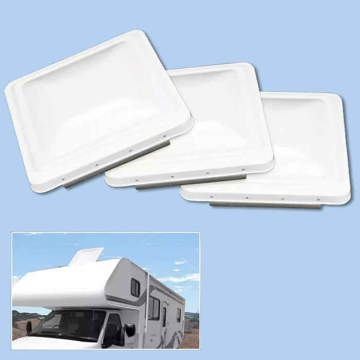 DURAFORCE 3 Pack RV Roof Vent Cover Lid White For Camper Trailer Air Ventline 14" X14"