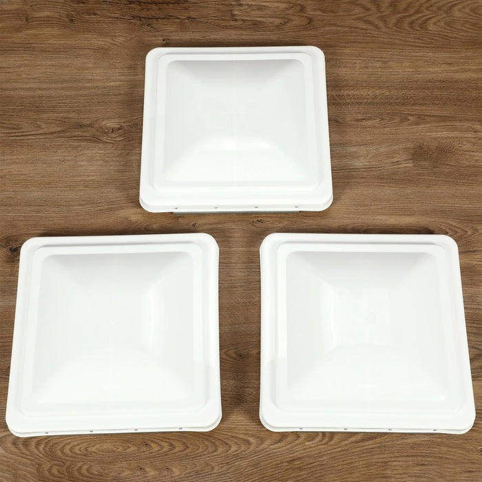 DURAFORCE 3 Pack RV Roof Vent Cover Lid White For Camper Trailer Air Ventline 14" X14"