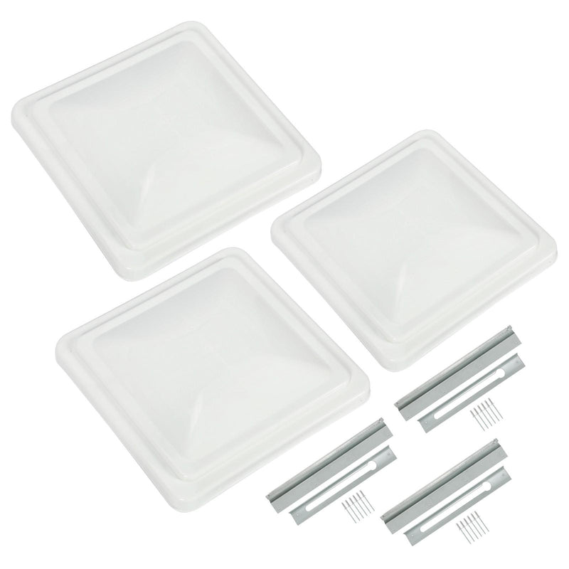 DURAFORCE 3 Pack RV Roof Vent Cover Lid White For Camper Trailer Air Ventline 14" X14"
