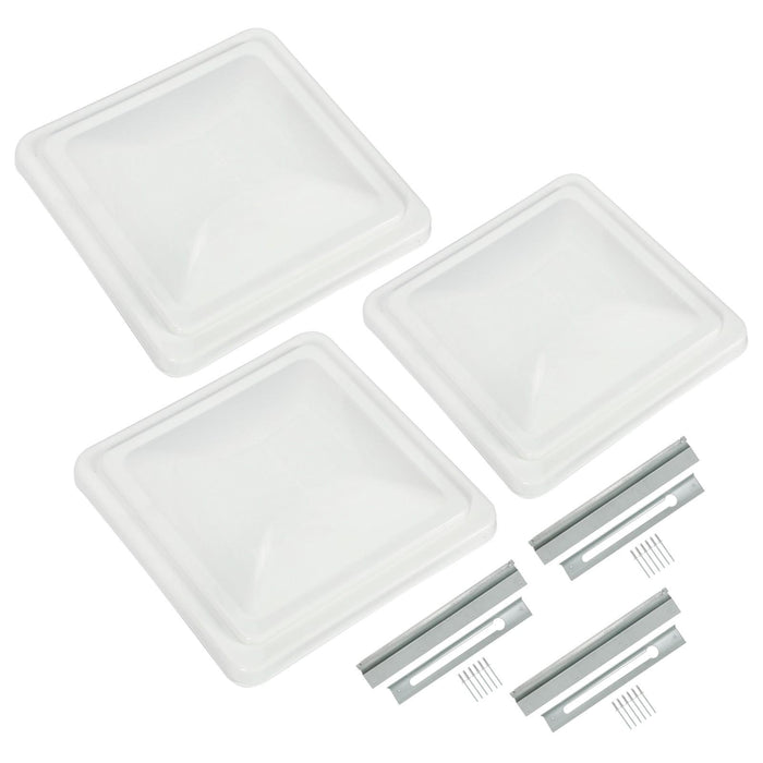 DURAFORCE 3 Pack RV Roof Vent Cover Lid White For Camper Trailer Air Ventline 14" X14"