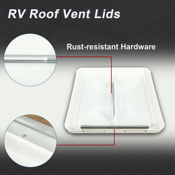 DURAFORCE 3 Pack RV Roof Vent Cover Lid White For Camper Trailer Air Ventline 14" X14"