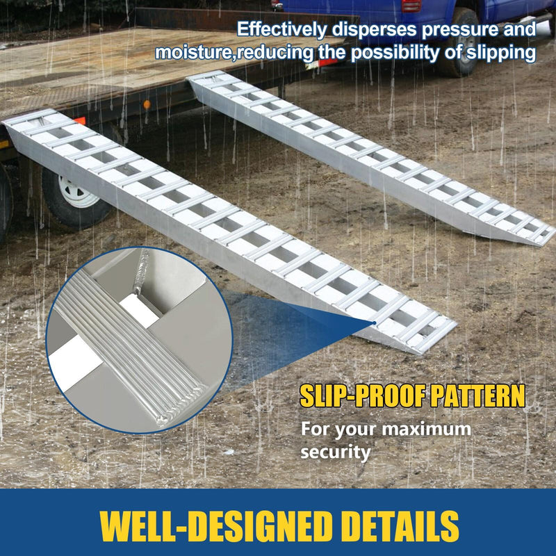 DURAFORCE 72" X 15" 8500 LBS ALUMINUM Hook Ramp CAR TRUCK TRAILER Auto Hauler Pair 6FT