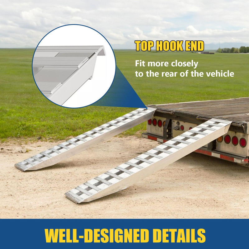 DURAFORCE 72" X 15" 8500 LBS ALUMINUM Hook Ramp CAR TRUCK TRAILER Auto Hauler Pair 6FT