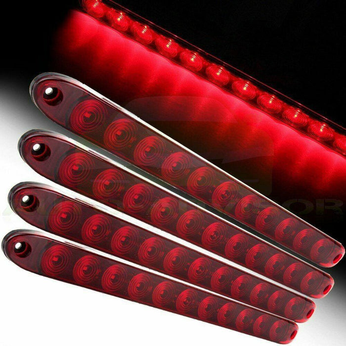 DURAFORCE 4X 16" 11 LED Red Truck Trailer Light Bar Stop Turn Tail Brake Light Strip Kit