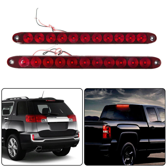 DURAFORCE 4X 16" 11 LED Red Truck Trailer Light Bar Stop Turn Tail Brake Light Strip Kit