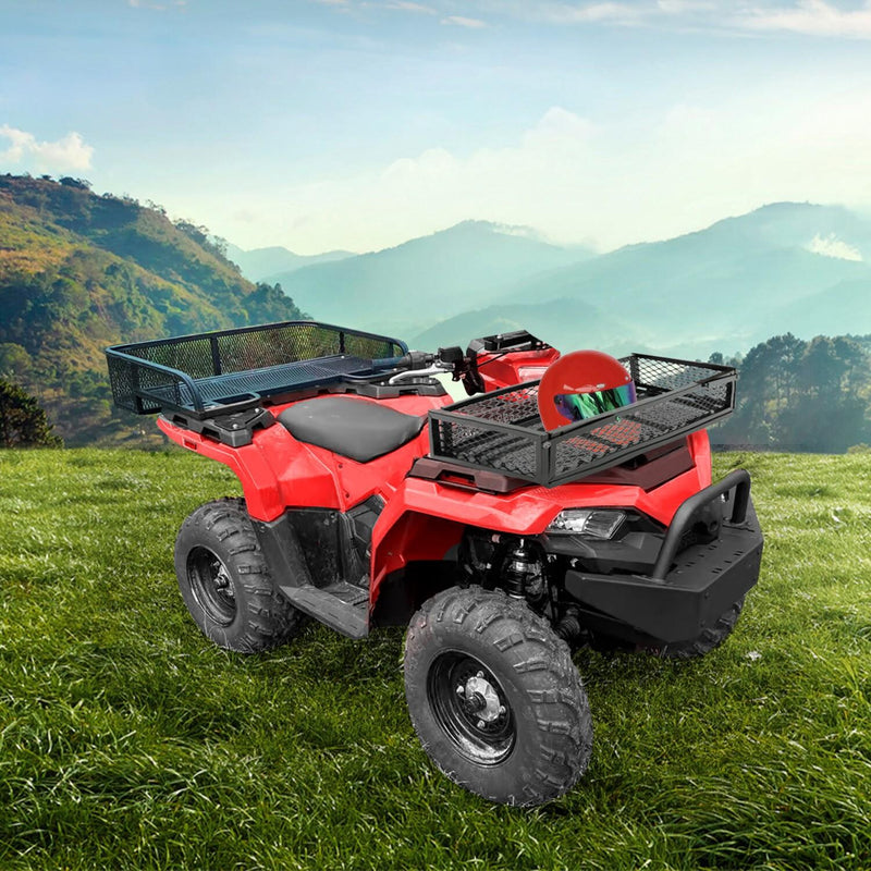 DURAFORCE Front For ATV Drop Cargo Basket Rack Storage Carrier Kit Universal Steel Black
