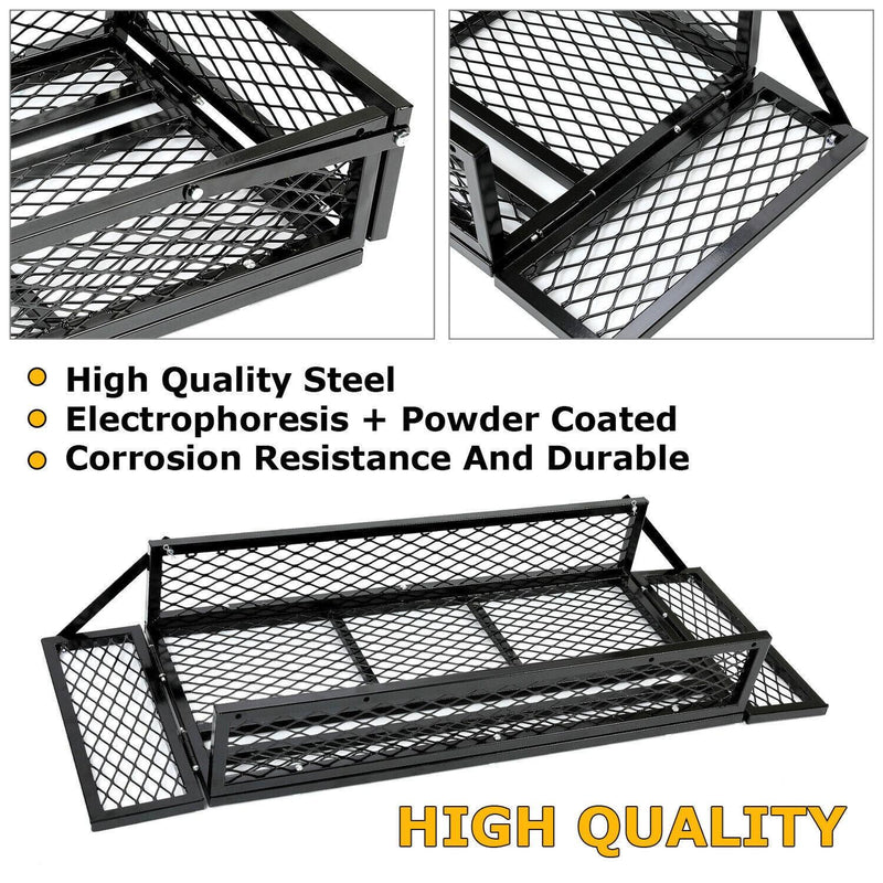 DURAFORCE Front For ATV Drop Cargo Basket Rack Storage Carrier Kit Universal Steel Black
