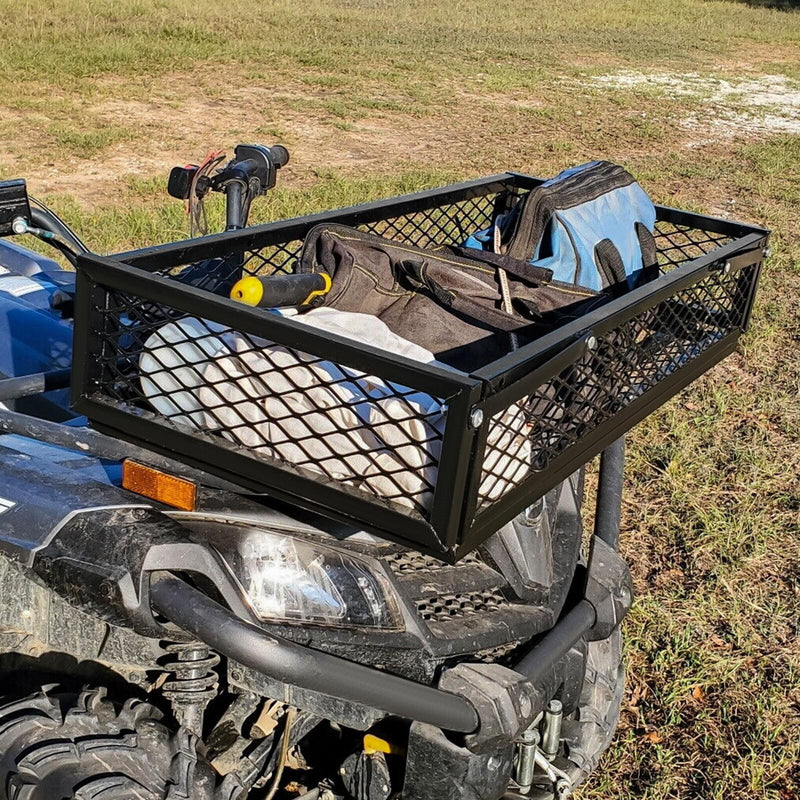 DURAFORCE Front For ATV Drop Cargo Basket Rack Storage Carrier Kit Universal Steel Black