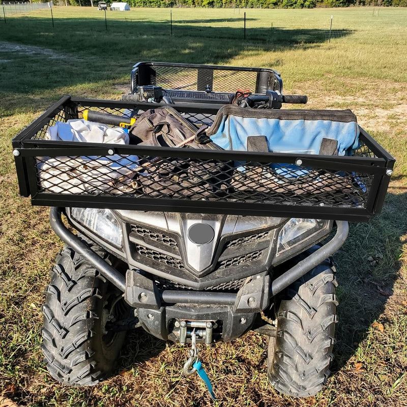 DURAFORCE Front For ATV Drop Cargo Basket Rack Storage Carrier Kit Universal Steel Black