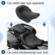 DURAFORCE Low-Profile Driver Passenger Seat Fit For Harley Touring Road Glide 2009-2023