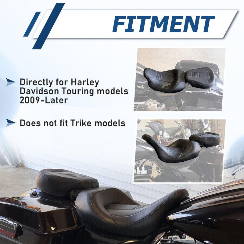DURAFORCE Low-Profile Driver Passenger Seat Fit For Harley Touring Road Glide 2009-2023