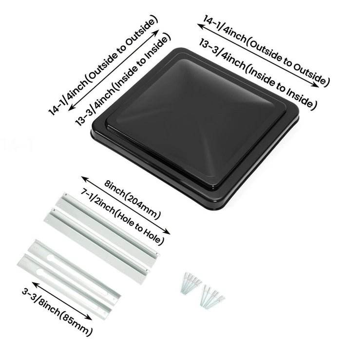 DURAFORCE 2PCS 14"X14" For RV Replacement Black Roof Vent Cover Camper Trailer Ventline