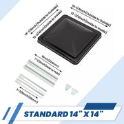 DURAFORCE 2PCS 14"X14" For RV Replacement Black Roof Vent Cover Camper Trailer Ventline