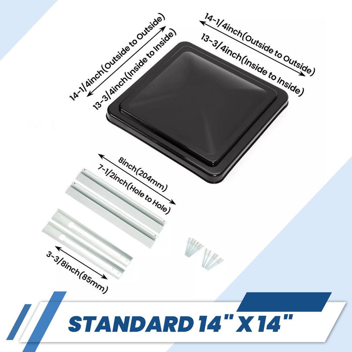 DURAFORCE 2PCS 14"X14" For RV Replacement Black Roof Vent Cover Camper Trailer Ventline