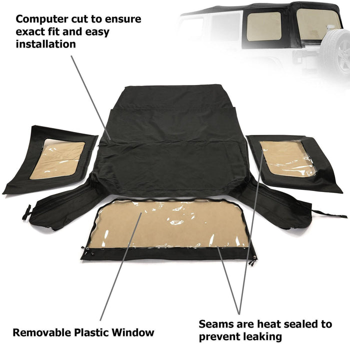 DURAFORCE Fits 2010-18 Jeep Wrangler JK Rubicon 4-Door Replacement Soft Top Tinted Windows