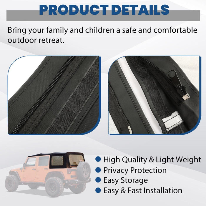 DURAFORCE Fits 2010-18 Jeep Wrangler JK Rubicon 4-Door Replacement Soft Top Tinted Windows