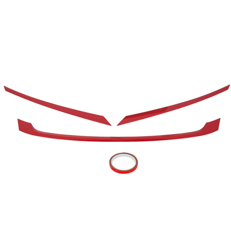 DURAFORCE FOR 2016-2021 HONDA CIVIC JDM GLOSSY RED ABS FRONT GRILL TRIM COVER GARNISH- 3PC