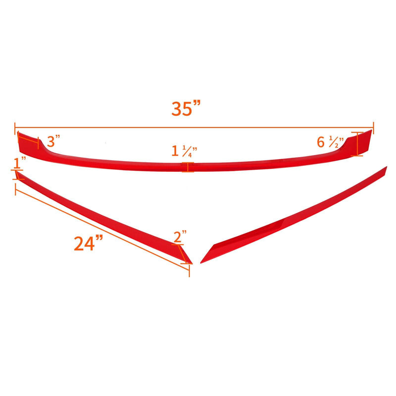 DURAFORCE FOR 2016-2021 HONDA CIVIC JDM GLOSSY RED ABS FRONT GRILL TRIM COVER GARNISH- 3PC