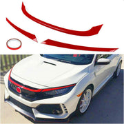 DURAFORCE FOR 2016-2021 HONDA CIVIC JDM GLOSSY RED ABS FRONT GRILL TRIM COVER GARNISH- 3PC