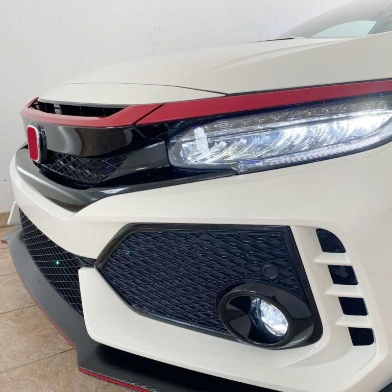 DURAFORCE FOR 2016-2021 HONDA CIVIC JDM GLOSSY RED ABS FRONT GRILL TRIM COVER GARNISH- 3PC