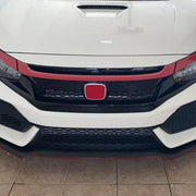 DURAFORCE FOR 2016-2021 HONDA CIVIC JDM GLOSSY RED ABS FRONT GRILL TRIM COVER GARNISH- 3PC
