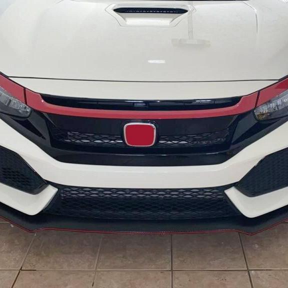 DURAFORCE FOR 2016-2021 HONDA CIVIC JDM GLOSSY RED ABS FRONT GRILL TRIM COVER GARNISH- 3PC