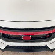 DURAFORCE FOR 2016-2021 HONDA CIVIC JDM GLOSSY RED ABS FRONT GRILL TRIM COVER GARNISH- 3PC