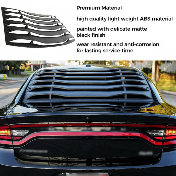 DURAFORCE Rear Window Louver Windshield Cover Sun Shade Vent For Dodge Charger 2011-2023