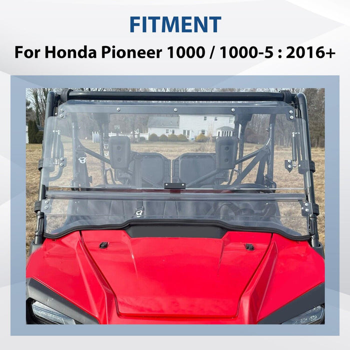 DURAFORCE For Honda Pioneer 1000 / 1000-5 Scratch Resistant Flip Windshield 2016-2025