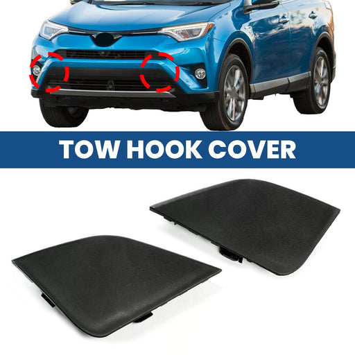 DURAFORCE Front Bumper Tow Hook Eye Cover Cap For Toyota RAV4 2016 2017 2018 Left & Right