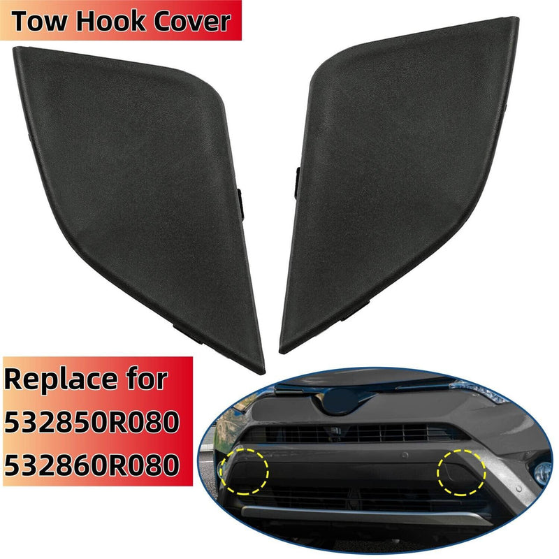 DURAFORCE Front Bumper Tow Hook Eye Cover Cap For Toyota RAV4 2016 2017 2018 Left & Right