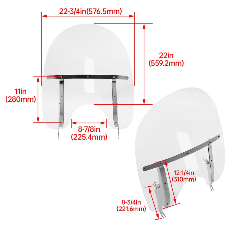 DURAFORCE 26" Clear Front Windscreen Windshield For Harley Softail Fatboy FLS FLST 2000-17